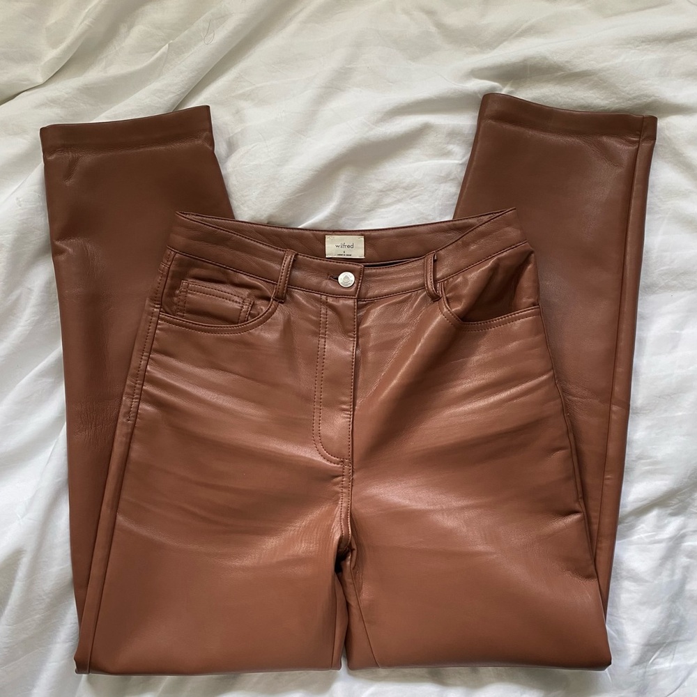 Aritzia Wilfred Brown Straight Leg Pants